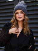 Dark gray winter hat with ribbing C11 - Online store - Boutique